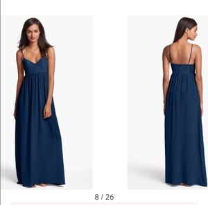 Amanda Uprichard Silk Maxi Gown Navy Size Small